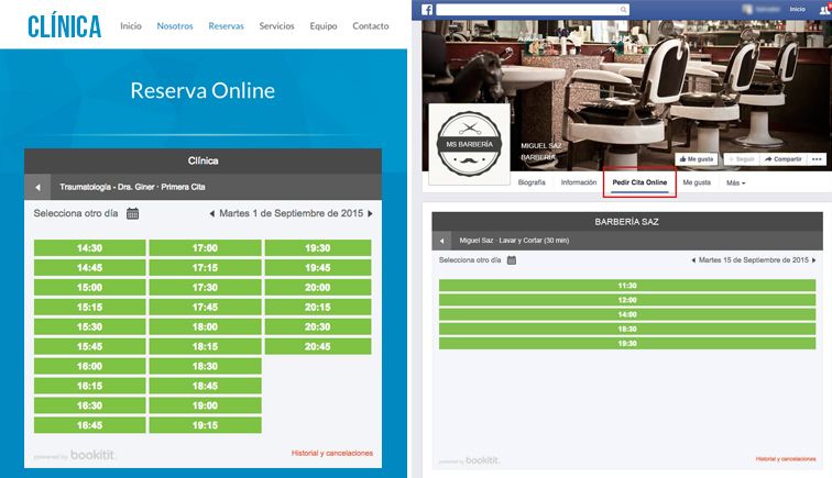 Integración Reservas Online a redes Sociales
