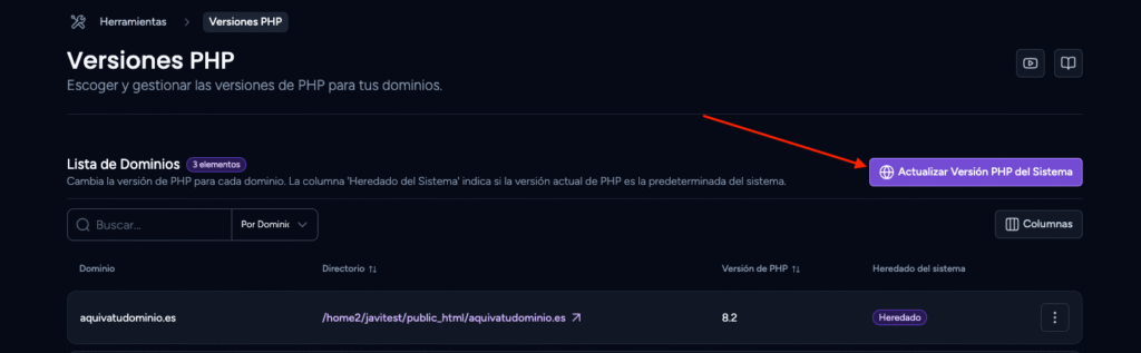 actualizar php